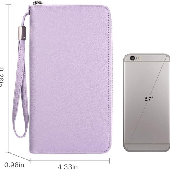 Womens Wallet RFID Blocking Leather Zip Around Wallet Large Capacity Long Purse - Picture 6 of 7